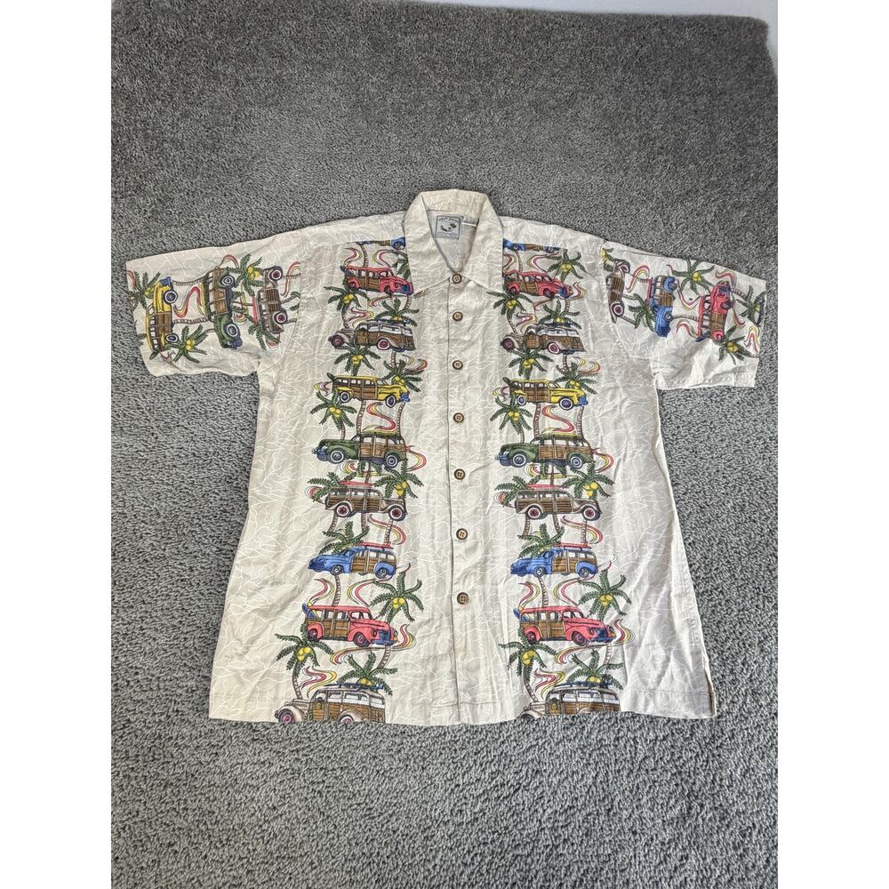 Colo Wear Shirt Mens L Multicolor Woodie Car Surf Hawaiian Aloha Button Front